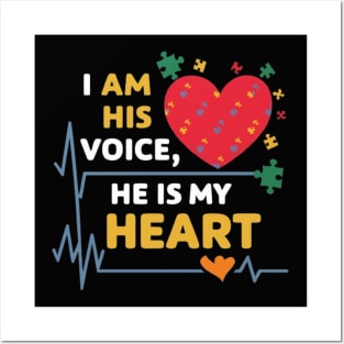 Autism,  I'm his voice he is my heart Posters and Art